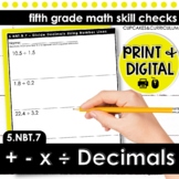 Solving Equations with Decimals Worksheets for 5th Grade Math