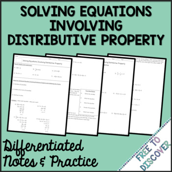 Solving Equations with Distributive Property Notes and Practice (Differentiated)