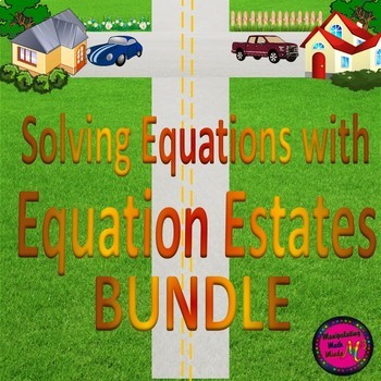 Preview of Solving  Equations with "Equation Estates" BUNDLE - distance learning