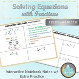 Solving Equations with Fractions - Interactive Notebook No