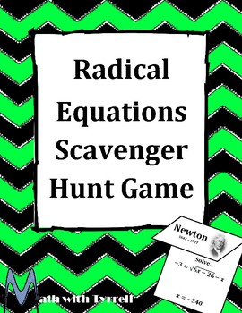 Preview of Solving Radical Equations Scavenger Hunt Game
