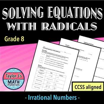 Preview of Solving Equations with Radicals Worksheet