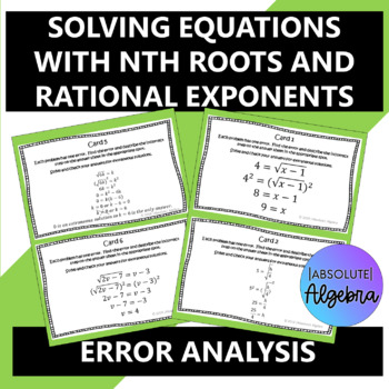 Preview of Solving Equations with Radicals nth Roots and Rational Exponents Error Analysis