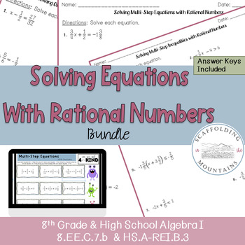 Preview of Solving Equations with Rational Numbers Bundle