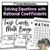 Solving Equations with Rational Numbers Task Cards and Bingo Game
