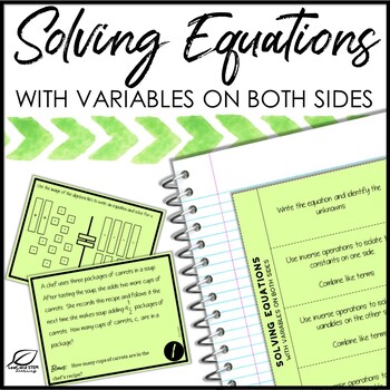 Preview of Solving Equations with Variables on Both Sides Task Cards