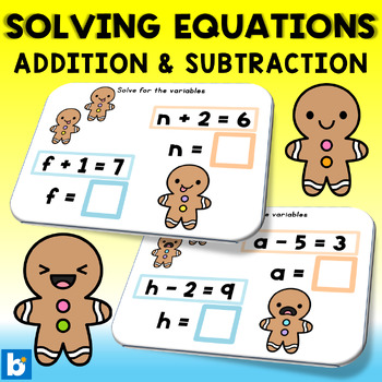 Preview of Solving Equations with Variables Boom Cards - Gingerbread Expressions