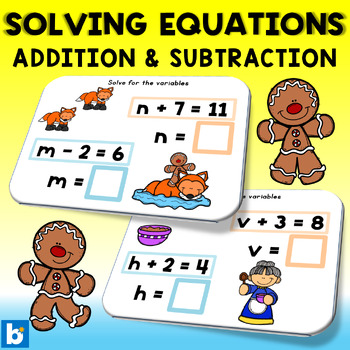Preview of Solving Equations with Variables Boom Cards - Gingerbread Man