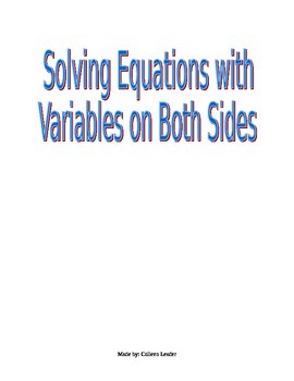 Preview of Solving Equations with Variables on Both Sides