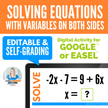 Preview of Solving Equations with Variables on Both Sides Activity for Google™ or Easel™