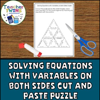 Preview of Solving Equations with Variables on Both Sides Cut and Paste Puzzle
