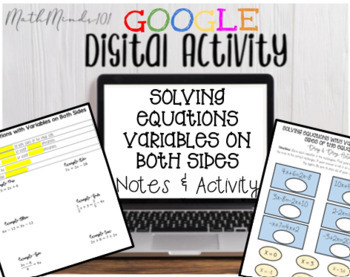 Preview of Solving Equations with Variables on Both Sides - Google Slide Notes and Activity