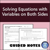 Solving Equations with Variables on Both Sides Guided Note