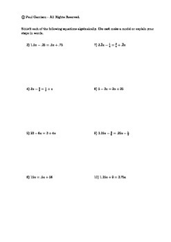 Solving Equations with Variables on Both Sides Mixed Practice