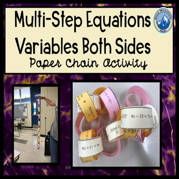 Preview of Solving Equations with Variables on Both Sides Paper Chain Activity