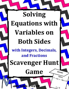 Preview of Solving Equations with Variables on Both Sides with Deci and Frac Scavenger Hunt