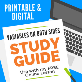 Preview of Solving Equations with Variables on Both Sides Study Guide Digital & Printable