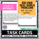 Two Step Equations Word Problems Task Cards