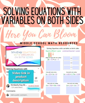 Preview of Solving Equations: Variables on Both Sides.   Interactive Digital Notes & Video!