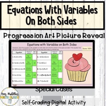 Preview of Solving Equations with Variables on Both Sides special Cases Digital Activity