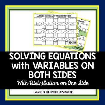 Preview of Solving Equations with Variables on Both Sides w/ Distribution Maze Activity