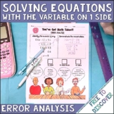 Solving Equations with the Variable on One Side Error Analysis