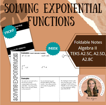 Preview of Solving Expoentials Foldable Notes INB (Elimination and Substitution)