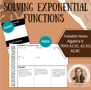 Preview of Solving Expoentials Foldable Notes INB