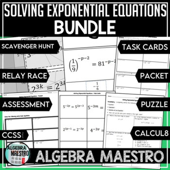 Preview of Solving Exponential Equations BUNDLE