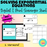 Solving Exponential Equations DIGITAL & PRINTABLE Scavenger Hunt