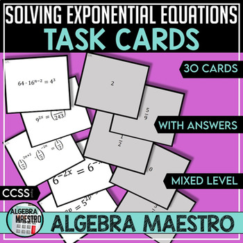 Preview of Solving Exponential Equations - Task Cards