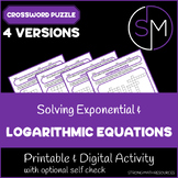 Solving Exponential & Logarithmic Equations Crossword Puzz