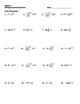 Worksheet On Solving Exponential And Logarithmic Functions  Livinghealthybulletin