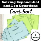 Solving Exponential and Logarithmic Equations CARD SORT
