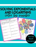 Solving Exponential and Logarithmic Equations  Color by Number