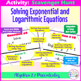 Solving Exponential and Logarithmic Equations - Scavenger 
