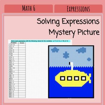 Preview of Solving Expressions with Substitution - Mystery Pixel Art Picture 