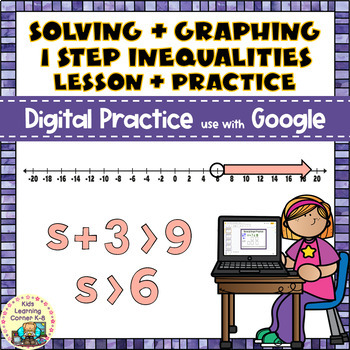 Preview of Solving & Graphing 1 Step Inequalities Lesson & Practice (Digital Resources)