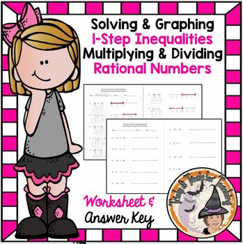 Preview of Solving Graphing 1 Step Inequalities Multiplying Dividing Rational Numbers + KEY