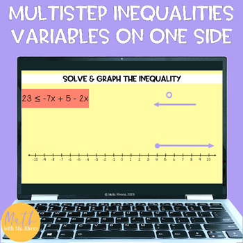 Preview of Solving & Graphing Multi Step Inequalities Variable on One Side Digital Activity