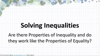 Preview of Solving Inequalities
