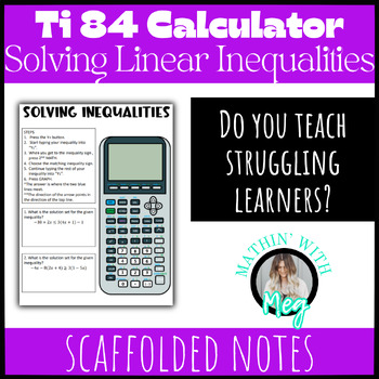 Preview of Ti-84 (All Series) Calculator Notes | Solving Linear Inequalities | TEKS A.5B