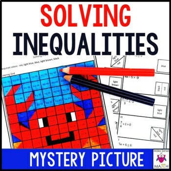 Preview of Solving Inequalities Coloring Activity Worksheet | Two Step Inequalities