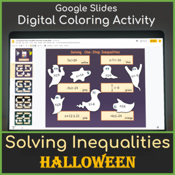 Preview of Solving Inequalities | Digital Coloring Activity | Halloween
