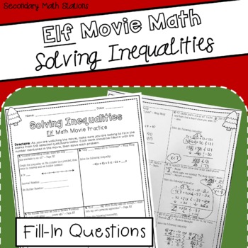 Preview of Solving Inequalities: Elf Movie Math