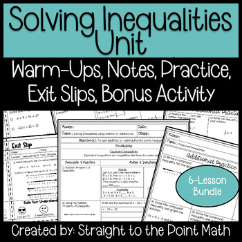 Preview of Solving Inequalities Guided Notes Unit | Warm Ups, Homework, and Exit Slips