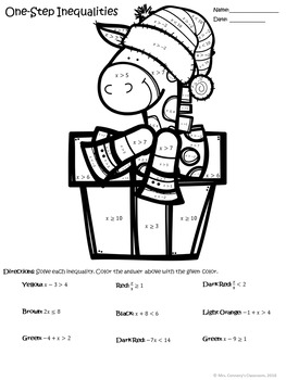 Solving Inequalities Holiday/Christmas Color Sheets by Color Me ...