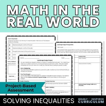 Preview of Solving Multi Step Inequalities Real World Math Project for Algebra 1
