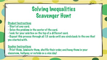 Preview of Solving Inequalities Scavenger Hunt