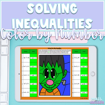 Preview of Solving Inequalities Self-Checking | Halloween Color by Number |